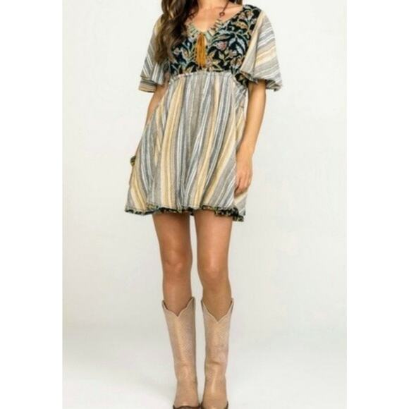 NEW Free People Under The Sun Floral Striped Tunic $128 Size Small Multicolor - Picture 1 of 5